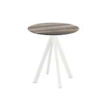 Feros Infinity - Terrassentisch weißes Gestell + Tropenholz HPL-Platte Ø70 cm, Weiß + Tropenholz