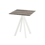 Feros Infinity - Terrassentisch weißes Gestell + Tropenholz HPL-Platte 70x70 cm, Weiß + Tropenholz
