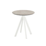 Feros Infinity - Terrassentisch weißes Gestell + Moonstone HPL-Platte Ø70 cm, Weiß + Moonstone