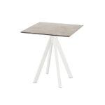 Feros Infinity - Terrassentisch weißes Gestell + Moonstone HPL-Platte 70x70 cm, Weiß + Moonstone