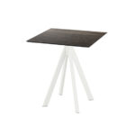 Feros Infinity - Terrassentisch weißes Gestell + Riverwashed Holz HPL-Platte 70x70 cm, Weiß + Riverwashed Holz