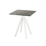 Feros Infinity - Terrassentisch weißes Gestell + Galaxy-Marmor HPL-Platte 70x70 cm, Weiß + Galaxy Marmor