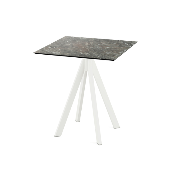 120021577_infinity_terrace_table_white_galaxy_marble.jpg Feros Infinity - Terrassentisch weißes Gestell + Galaxy-Marmor HPL-Platte 70x70 cm, Weiß + Galaxy Marmor – Bild 1