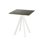 Feros Infinity - Terrassentisch weißes Gestell + Midnight-Marmor HPL-Platte 70x70 cm, Weiß + Midnight Marmor
