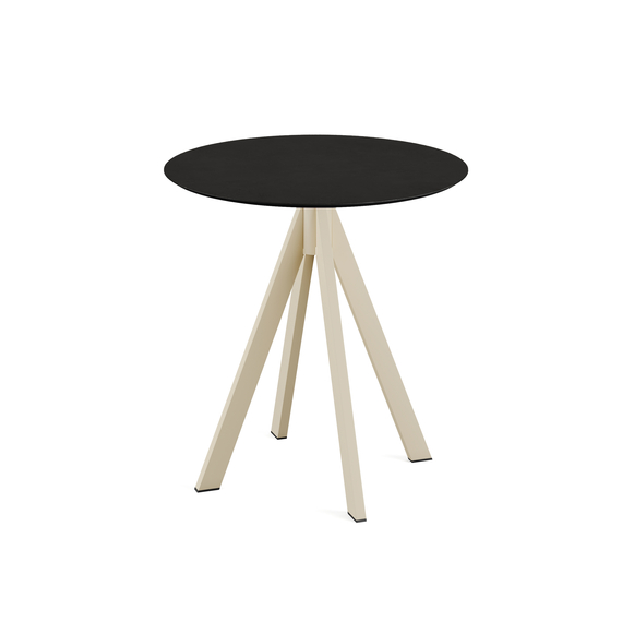 120031070_infinity_terrace_table_sand-black.jpg Feros Infinity - Terrassentisch sandfarbenes Gestell + schwarze HPL-Platte Ø70 cm, Sand + Schwarz – Bild 1