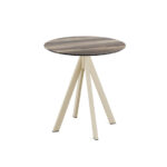 Feros Infinity - Terrassentisch sandfarbenes Gestell + Tropenholz HPL-Platte Ø70 cm, Sand + Tropenholz