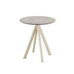 Feros Infinity - Terrassentisch sandfarbenes Gestell + Moonstone HPL-Platte Ø70 cm, Sand + Moonstone