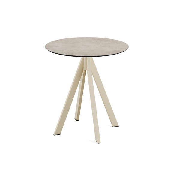 120031370_infinity_terrace_table_sand_moonstone.jpg Feros Infinity - Terrassentisch sandfarbenes Gestell + Moonstone HPL-Platte Ø70 cm, Sand + Moonstone – Bild 1