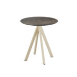 Feros Infinity - Terrassentisch sandfarbenes Gestell + Riverwashed Holz HPL-Platte Ø70 cm, Sand + Riverwashed Holz