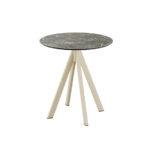 Feros Infinity - Terrassentisch sandfarbenes Gestell + Galaxy-Marmor HPL-Platte Ø70 cm, Sand + Galaxy Marmor