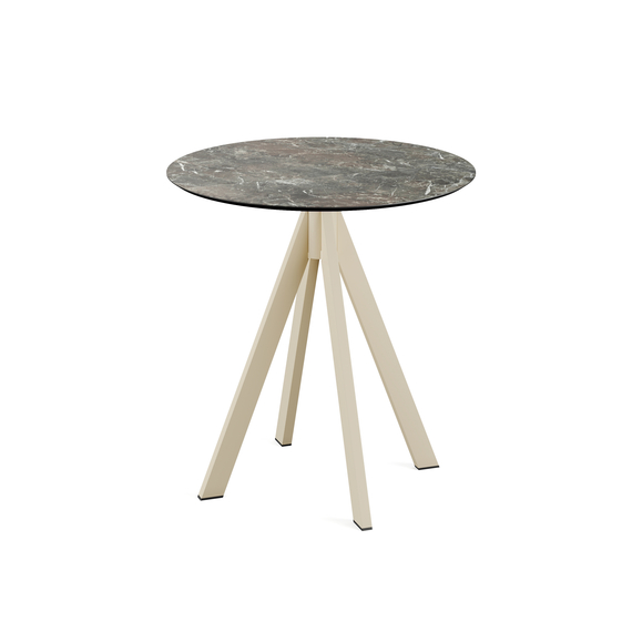 120031570_infinity_terrace_table_sand_galaxy-marble.jpg Feros Infinity - Terrassentisch sandfarbenes Gestell + Galaxy-Marmor HPL-Platte Ø70 cm, Sand + Galaxy Marmor – Bild 1