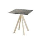 Feros Infinity - Terrassentisch sandfarbenes Gestell + Galaxy-Marmor HPL-Platte 70x70 cm, Sand + Galaxy Marmor