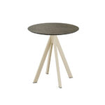 Feros Infinity - Terrassentisch sandfarbenes Gestell + Midnight-Marmor HPL-Platte Ø70 cm, Sand + Midnight Marmor