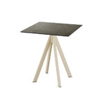 Feros Infinity - Terrassentisch sandfarbenes Gestell + Midnight-Marmor HPL-Platte 70x70 cm, Sand + Midnight Marmor