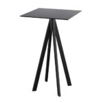 Feros Infinity - Bartisch schwarzes Gestell + schwarze HPL-Platte 70x70 cm, Schwarz + Schwarz