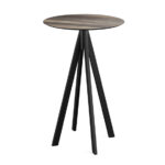 Feros Infinity - Bartisch schwarzes Gestell + Tropenholz HPL-Platte Ø70 cm, Schwarz + Tropenholz