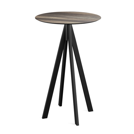 120041270_infinity_bar_table_black-tropical_wood.jpg Feros Infinity - Bartisch schwarzes Gestell + Tropenholz HPL-Platte Ø70 cm, Schwarz + Tropenholz – Bild 1