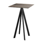 Feros Infinity - Bartisch schwarzes Gestell + Tropenholz HPL-Platte 70x70 cm, Schwarz + Tropenholz
