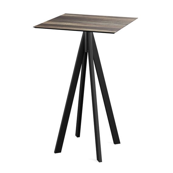 120041277_infinity_bar_table_black-tropical_wood.jpg Feros Infinity - Bartisch schwarzes Gestell + Tropenholz HPL-Platte 70x70 cm, Schwarz + Tropenholz – Bild 1
