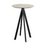Feros Infinity - Bartisch schwarzes Gestell + Moonstone HPL-Platte Ø70 cm, Schwarz + Moonstone