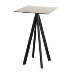 Feros Infinity - Bartisch schwarzes Gestell + Moonstone HPL-Platte 70x70 cm, Schwarz + Moonstone