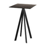 Feros Infinity - Bartisch schwarzes Gestell + Riverwashed Holz HPL-Platte 70x70 cm, Schwarz + Riverwashed Holz
