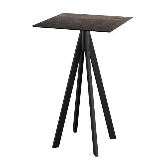 120041477_infinity_bar_table_black-riverwashed_wood.jpg Feros Infinity - Bartisch schwarzes Gestell + Riverwashed Holz HPL-Platte 70x70 cm, Schwarz + Riverwashed Holz – Bild 1
