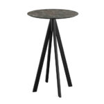 Feros Infinity - Bartisch schwarzes Gestell + Galaxy-Marmor HPL-Platte Ø70 cm, Schwarz + Galaxy Marmor