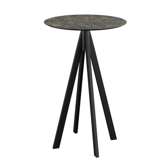 120041570_infinity_bar_table_black-galaxy_marble.jpg Feros Infinity - Bartisch schwarzes Gestell + Galaxy-Marmor HPL-Platte Ø70 cm, Schwarz + Galaxy Marmor – Bild 1