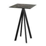 Feros Infinity - Bartisch schwarzes Gestell + Galaxy-Marmor HPL-Platte 70x70 cm, Schwarz + Galaxy Marmor
