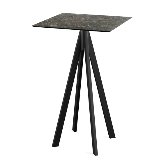 120041577_infinity_bar_table_black-galaxy_marble.jpg Feros Infinity - Bartisch schwarzes Gestell + Galaxy-Marmor HPL-Platte 70x70 cm, Schwarz + Galaxy Marmor – Bild 1