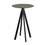 Feros Infinity - Bartisch schwarzes Gestell + Midnight-Marmor HPL-Platte Ø70 cm, Schwarz + Midnight Marmor