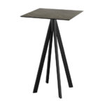 Feros Infinity - Bartisch schwarzes Gestell + Midnight-Marmor HPL-Platte 70x70 cm, Schwarz + Midnight Marmor