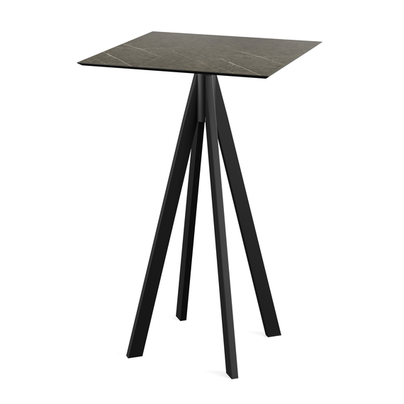 120041677_infinity_bar_table_black-midnight_marble.jpg Feros Infinity - Bartisch schwarzes Gestell + Midnight-Marmor HPL-Platte 70x70 cm, Schwarz + Midnight Marmor – Bild 1