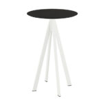 Feros Infinity - Bartisch weißes Gestell + schwarze HPL-Platte Ø70 cm, Weiß + Schwarz
