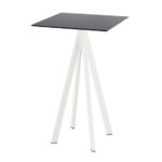 Feros Infinity - Bartisch weißes Gestell + schwarze HPL-Platte 70x70 cm, Weiß + Schwarz