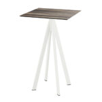Feros Infinity - Bartisch weißes Gestell + Tropenholz HPL-Platte 70x70 cm, Weiß + Tropenholz