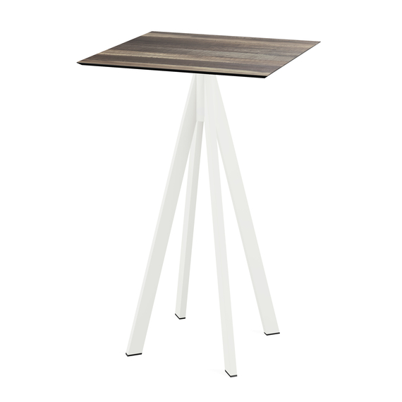 120051277_infinity_bar_table_white-tropical_wood.jpg Feros Infinity - Bartisch weißes Gestell + Tropenholz HPL-Platte 70x70 cm, Weiß + Tropenholz – Bild 1