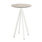 Feros Infinity - Bartisch weißes Gestell + Moonstone HPL-Platte Ø70 cm, Weiß + Moonstone