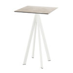Feros Infinity - Bartisch weißes Gestell + Moonstone HPL-Platte 70x70 cm, Weiß + Moonstone
