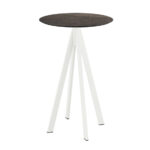 Feros Infinity - Bartisch weißes Gestell + Riverwashed Holz HPL-Platte Ø70 cm, Weiß + Riverwashed Holz