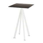 Feros Infinity - Bartisch weißes Gestell + Riverwashed Holz HPL-Platte 70x70 cm, Weiß + Riverwashed Holz