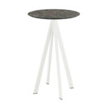 Feros Infinity - Bartisch weißes Gestell + Galaxy-Marmor HPL-Platte Ø70 cm, Weiß + Galaxy Marmor