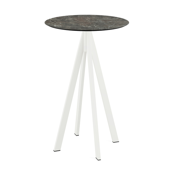 120051570_infinity_bar_table_white-galaxy_marble.jpg Feros Infinity - Bartisch weißes Gestell + Galaxy-Marmor HPL-Platte Ø70 cm, Weiß + Galaxy Marmor – Bild 1