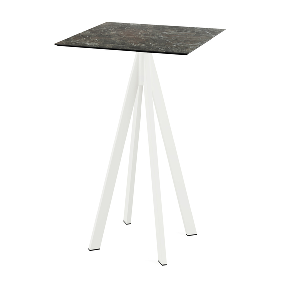 120051577_infinity_bar_table_white-galaxy_marble.jpg Feros Infinity - Bartisch weißes Gestell + Galaxy-Marmor HPL-Platte 70x70 cm, Weiß + Galaxy Marmor – Bild 1