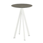 Feros Infinity - Bartisch weißes Gestell + Midnight-Marmor HPL-Platte Ø70 cm, Weiß + Midnight Marmor
