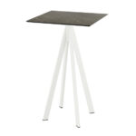 Feros Infinity - Bartisch weißes Gestell + Midnight-Marmor HPL-Platte 70x70 cm, Weiß + Midnight Marmor