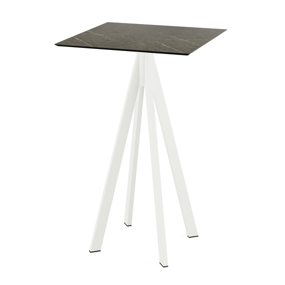 120051677_infinity_bar_table_white-midnight_marble.jpg Feros Infinity - Bartisch weißes Gestell + Midnight-Marmor HPL-Platte 70x70 cm, Weiß + Midnight Marmor – Bild 1