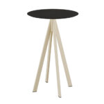 Feros Infinity - Bartisch sandfarbenes Gestell + schwarze HPL-Platte Ø70 cm, Sand + Schwarz