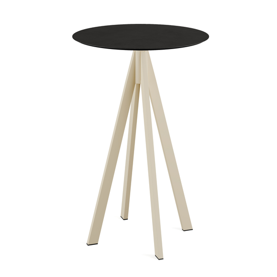 120061070_infinity_bar_table_sand-black.jpg Feros Infinity - Bartisch sandfarbenes Gestell + schwarze HPL-Platte Ø70 cm, Sand + Schwarz – Bild 1